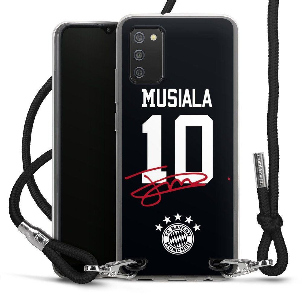 DeinDesign Handyhülle FC Bayern München Jamal Musiala FCB Musiala 10, Samsung Galaxy A02s Handykette Hülle mit Band Case zum Umhängen