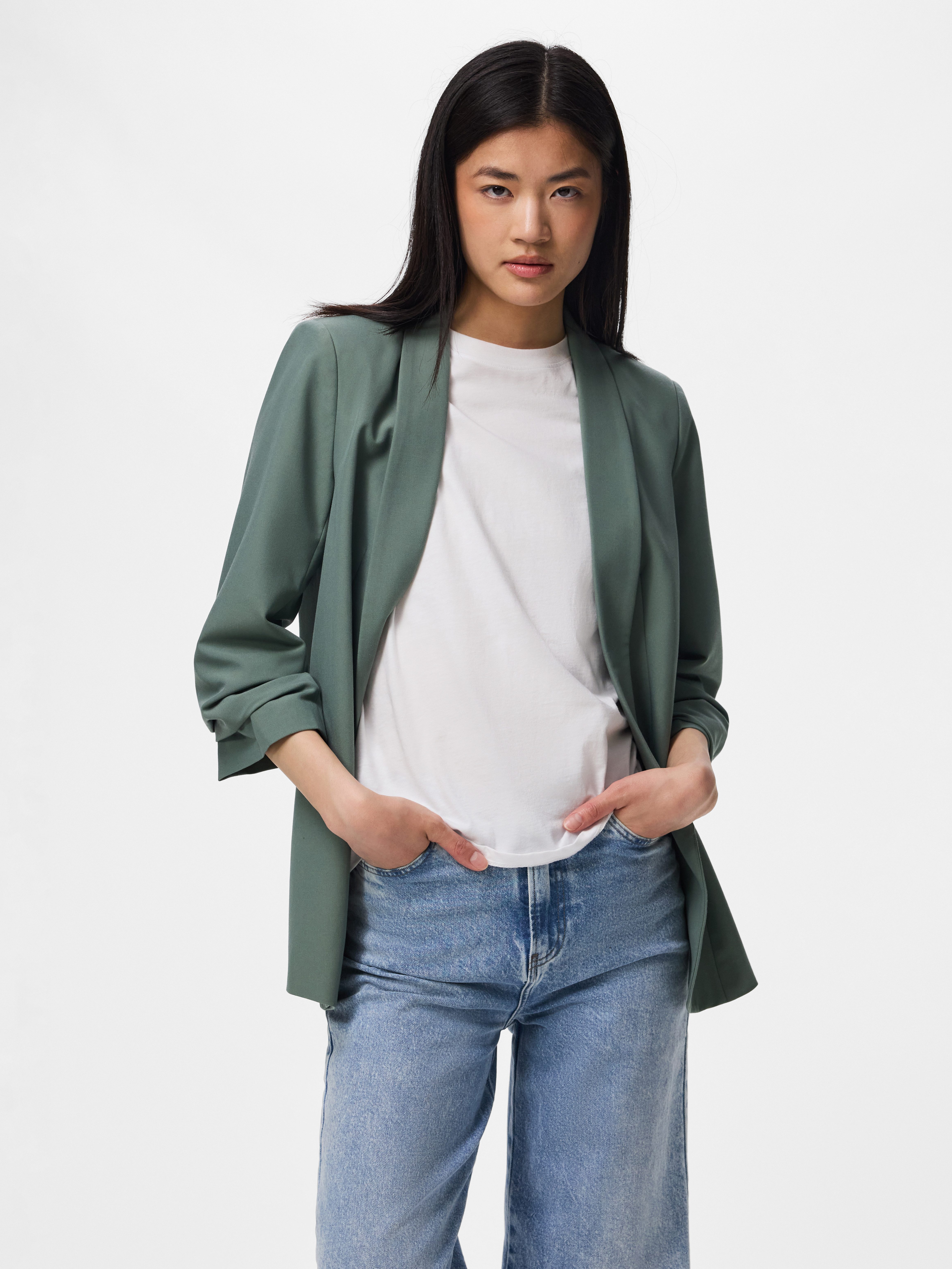 pieces Blusenblazer PCBOSELLA 3/4 BLAZER NOOS Materialmix, regular fit