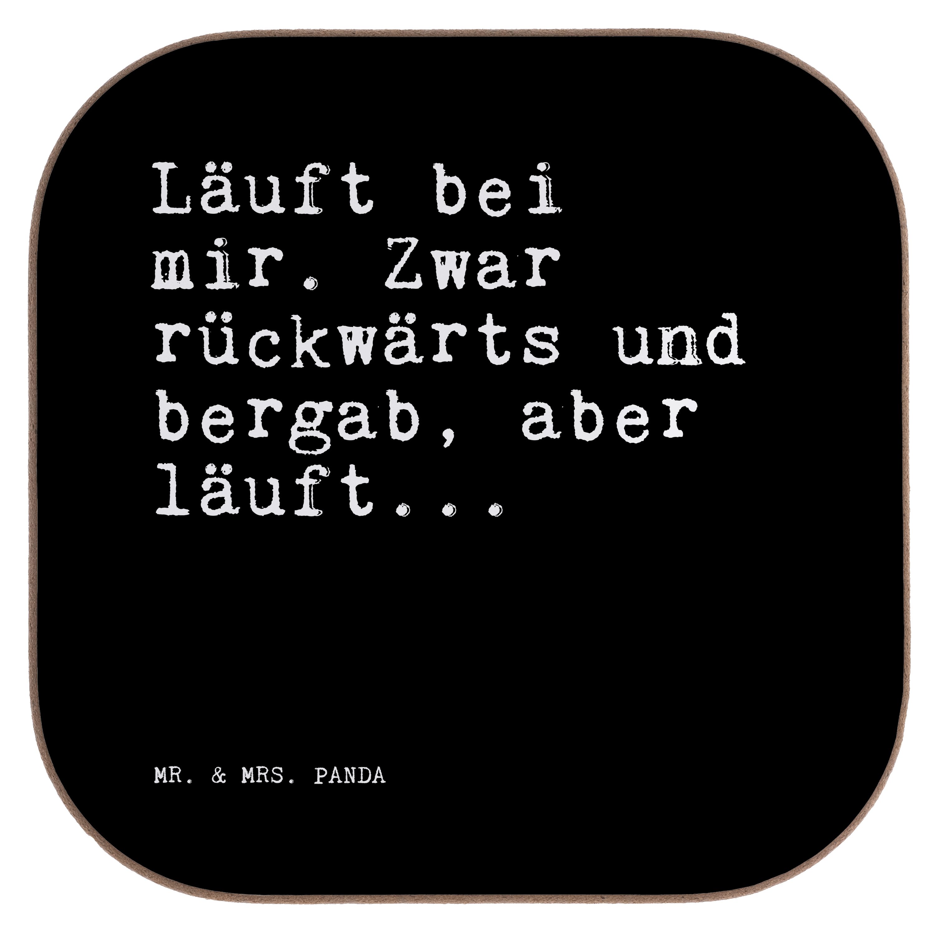 Mr. & Mrs. Panda Getränkeuntersetzer Läuft bei mir. Zwar... - Schwarz - Geschenk, Lustig, Sprüche, Getränk, 1-tlg.