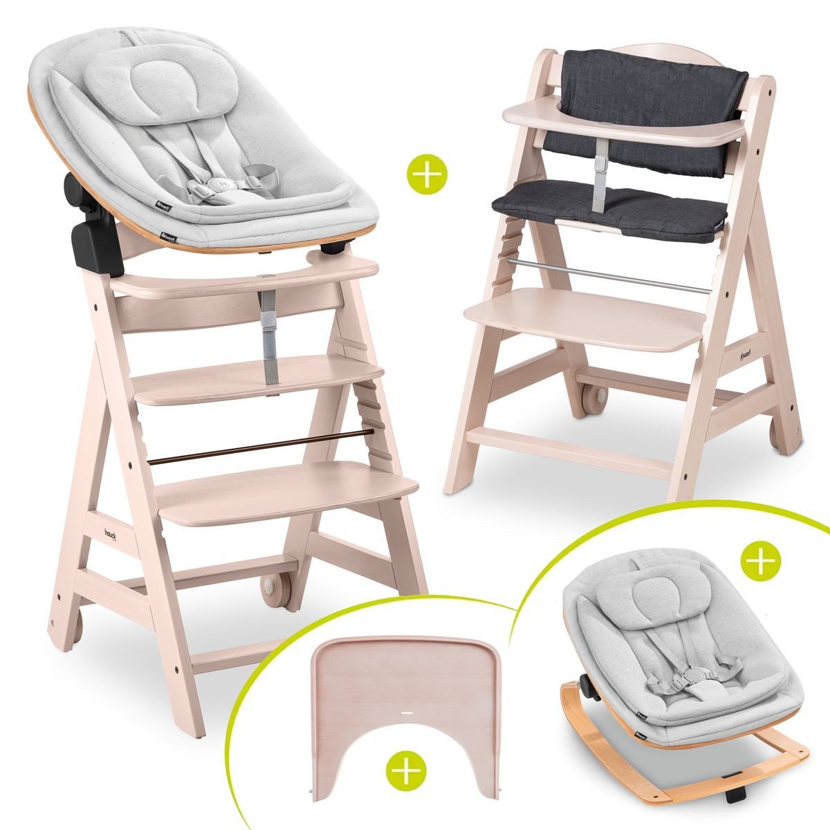 Hochstuhl Beta Plus Whitewashed Newbornset Eco - Light Grey