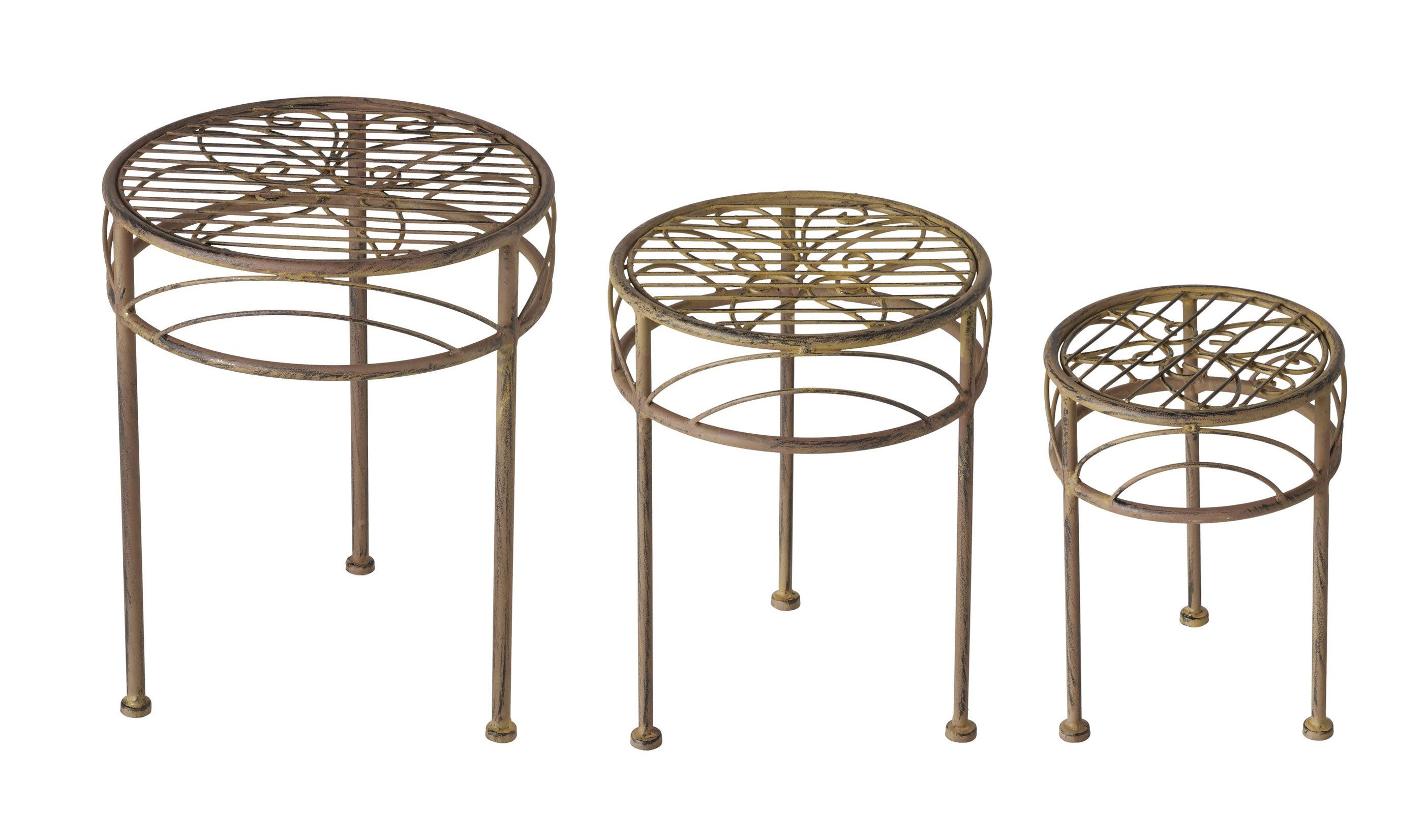 Levandeo® Blumenhocker, 3er Set Blumenhocker Metall Rost Pflanzenständer Braun Rund Tisch
