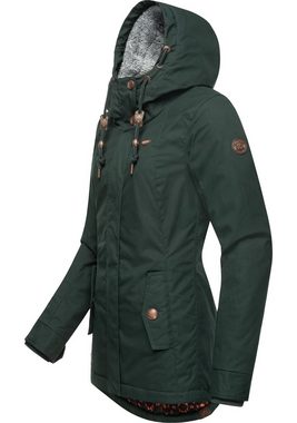 Ragwear Winterjacke Monade Damen Winterparka mit Kapuze und m. Fleece gefüttert