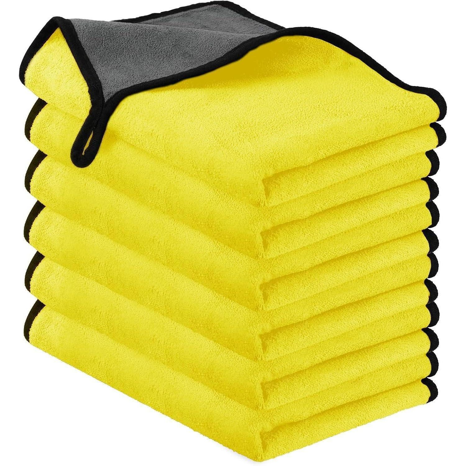 LuxusKollektion Mikrofasertücher Auto Motorrad Gelb 6 Stück 500gsm 30x40cm Mikrofasertuch