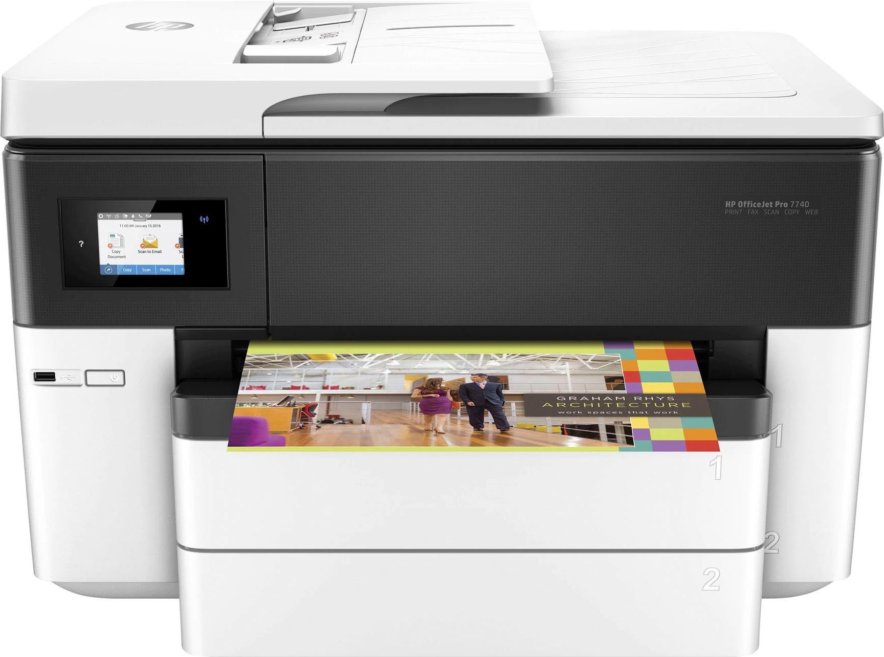 Multifunktionsdrucker, (WLAN (Wi-Fi), Ink OfficeJet HP All-in-One Pro kompatibel) 7740 HP+ Instant
