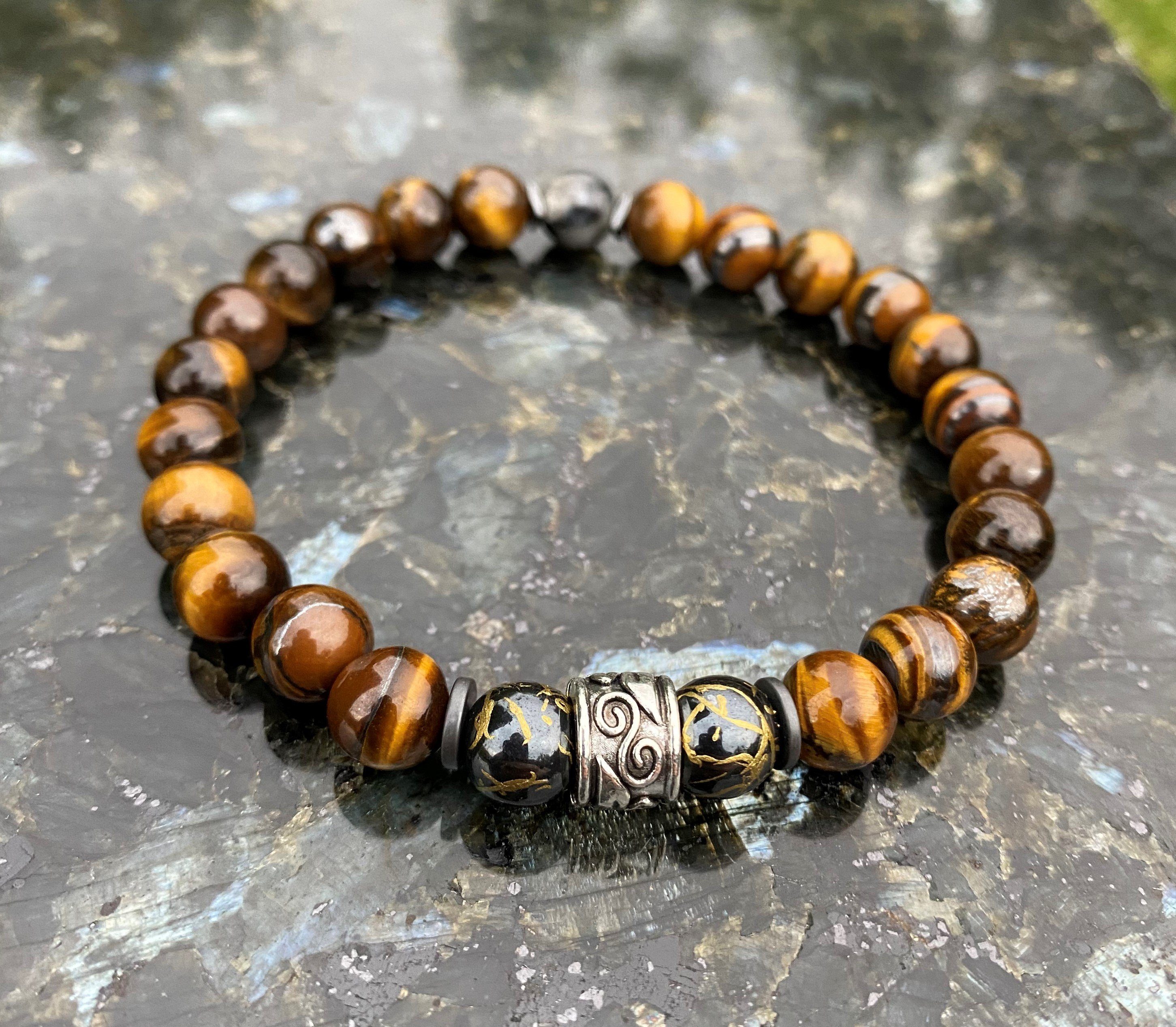 NAHLE Armband Naturstein Tigerauge Perlenarmband Partnerarmband Freundschaf günstig online kaufen