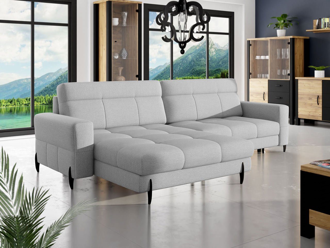 MIRJAN24 Ecksofa Jersey, mit Schlaffunktion und Bettkasten, Ottomane  universell, 5 Sitzer Ecksofa, L-Form Sofa