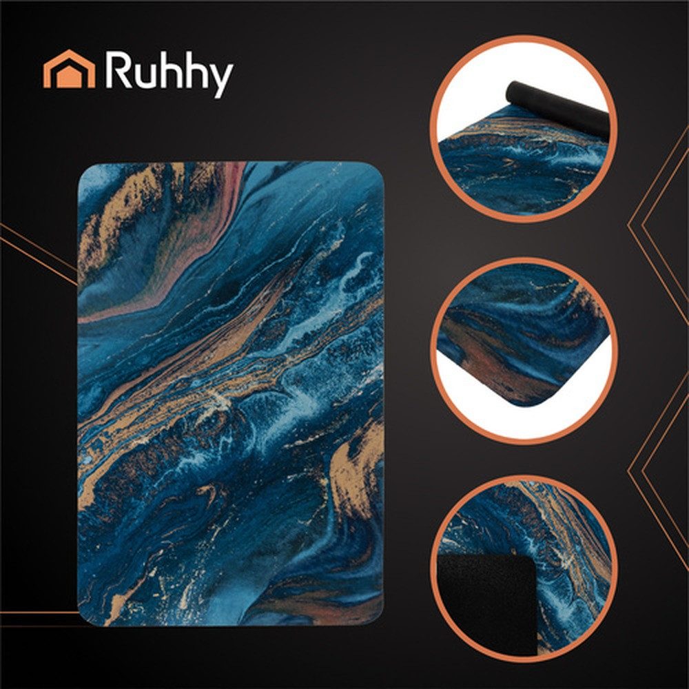 Ruhhy Badematte Badezimmerteppich Badeunterlage, Höhe 5 mm, rutschhemmend beschichtet, schnell trocknend, Polyester, Viereckig, Badezimmerboden, Das innovative Material nimmt Wasser effektiv auf