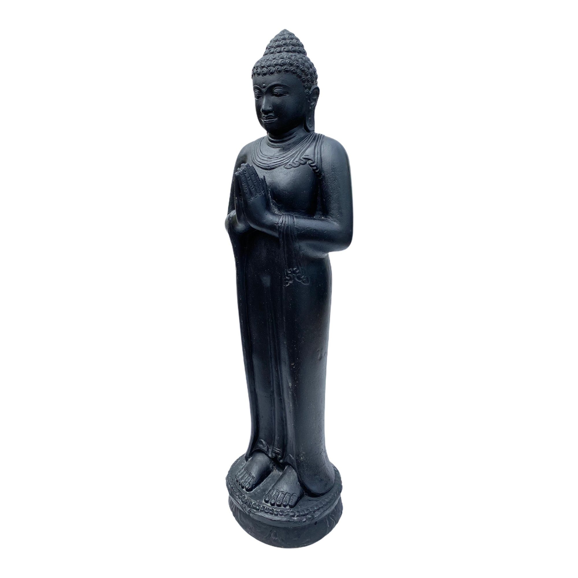 FaHome Gartenfigur Buddha Figur Stehend 120cm, Stein Figuren Lavasand Wetterfest Skulptur