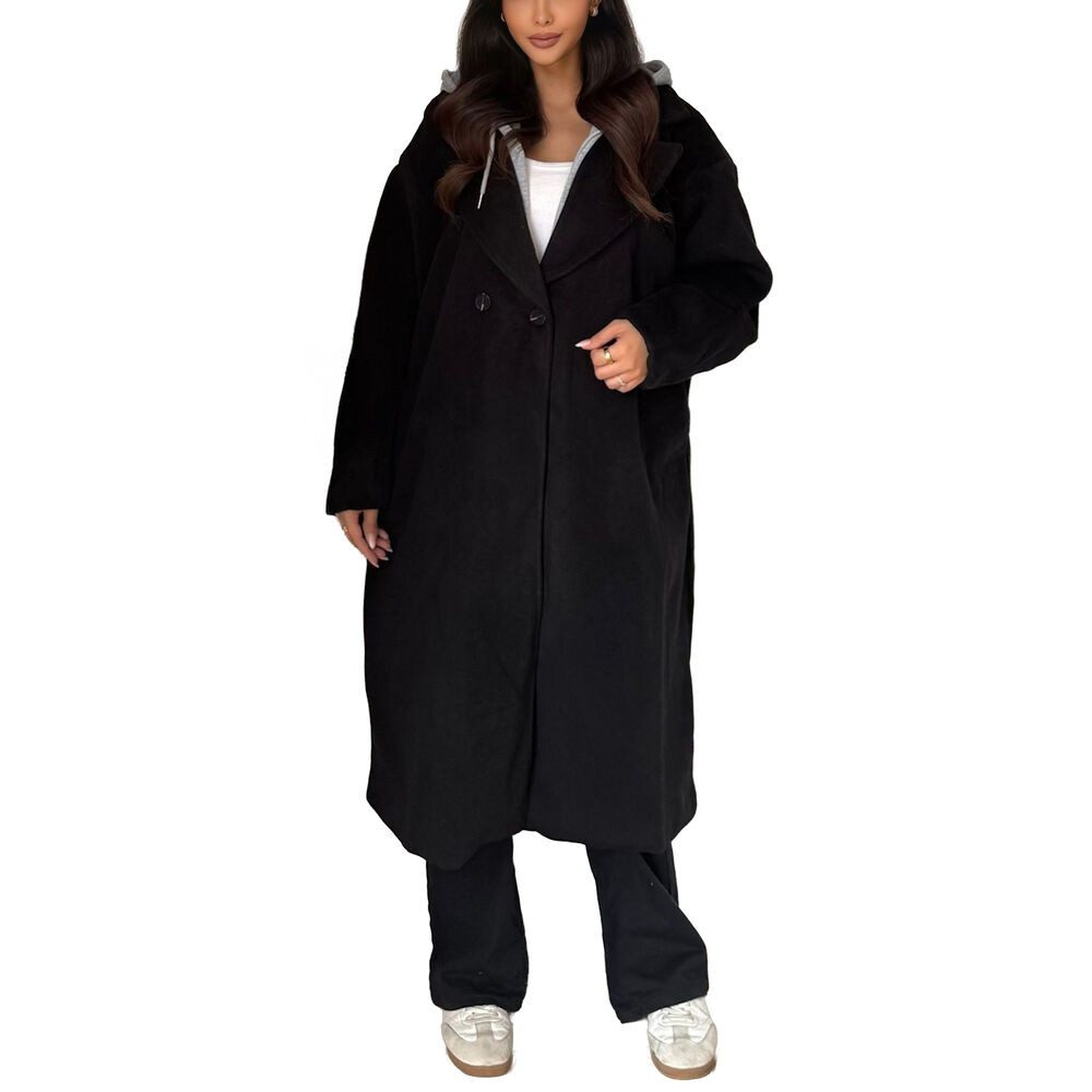 Ital-Design Langmantel Langer Damen-Mantel mit Kapuze für den Herbst (90764 günstig online kaufen