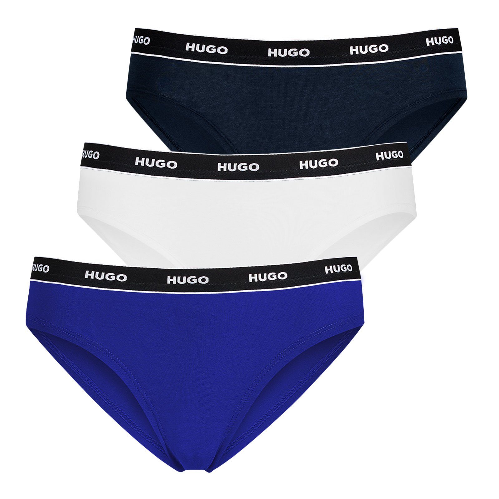 HUGO Slip Cotton Stretch (3-St) mit Logobund 971 navy / white / blue