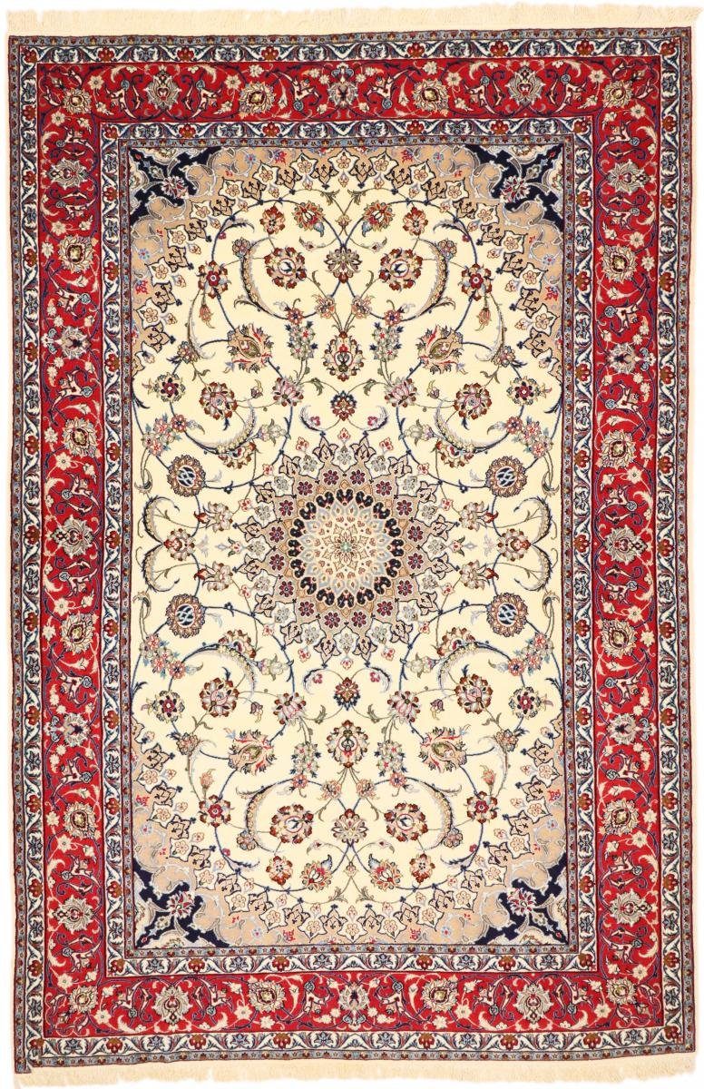 Orientteppich Isfahan Seidenkette 157x234 Handgeknüpfter Orientteppich, Nain Trading, rechteckig, Höhe: 6 mm