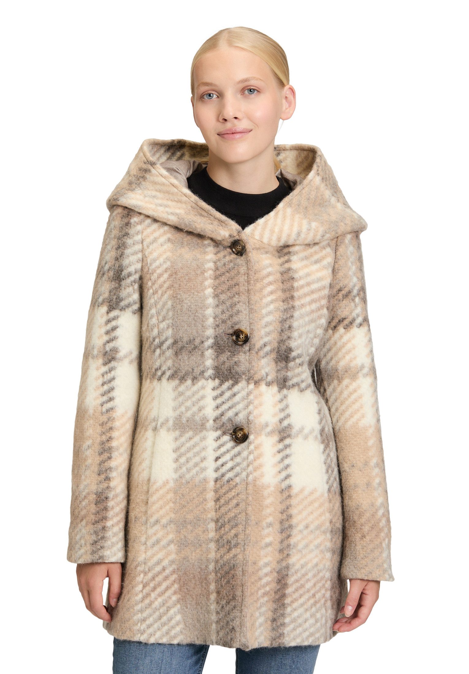 Amber & June Kurzjacke Damen Kurzmantel mit Kapuze günstig online kaufen