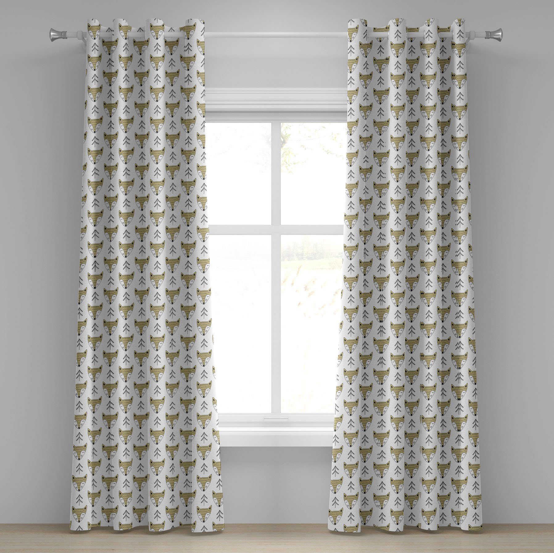 Gardine Dekorative 2-Panel-Fenstervorhänge für Schlafenfüchse Abakuhaus, Wohnzimmer, Schlafzimmer Kindergarten