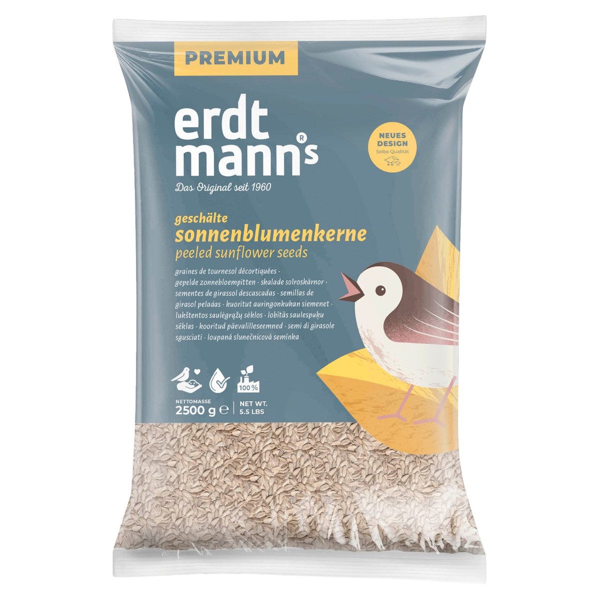 Erdtmann geschälte Sonnenblumenkerne PLUS 2,5 kg, für: Vogel