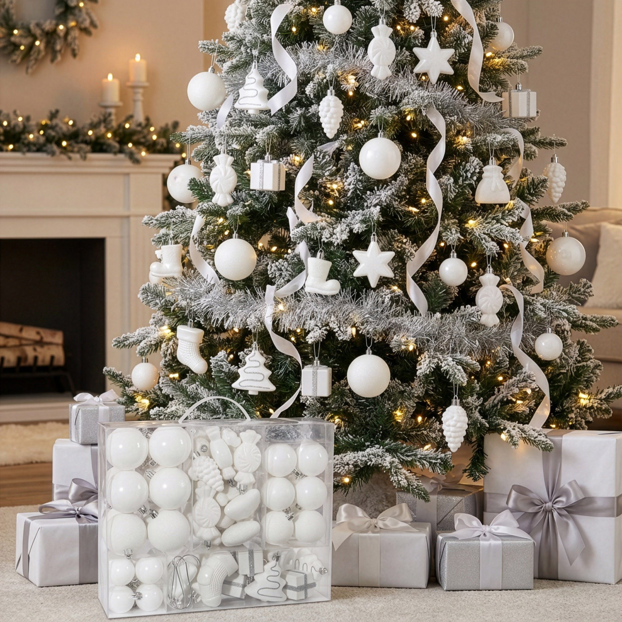 BRUBAKER Weihnachtsbaumkugel 77-teiliges Weihnachtskugel-Set, Christbaumschmuck aus Kunststoff, Weihnachtsdekoration Baumkugeln