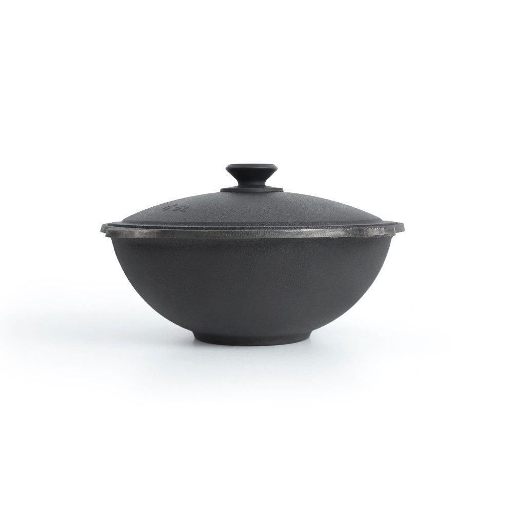 DAVR Metall Schmortopf Kasan Gusseisen 4,5 L Ø 31,2 cm flacher Boden Gasherd Deckel Plov, Gusseisen, Dickwandig