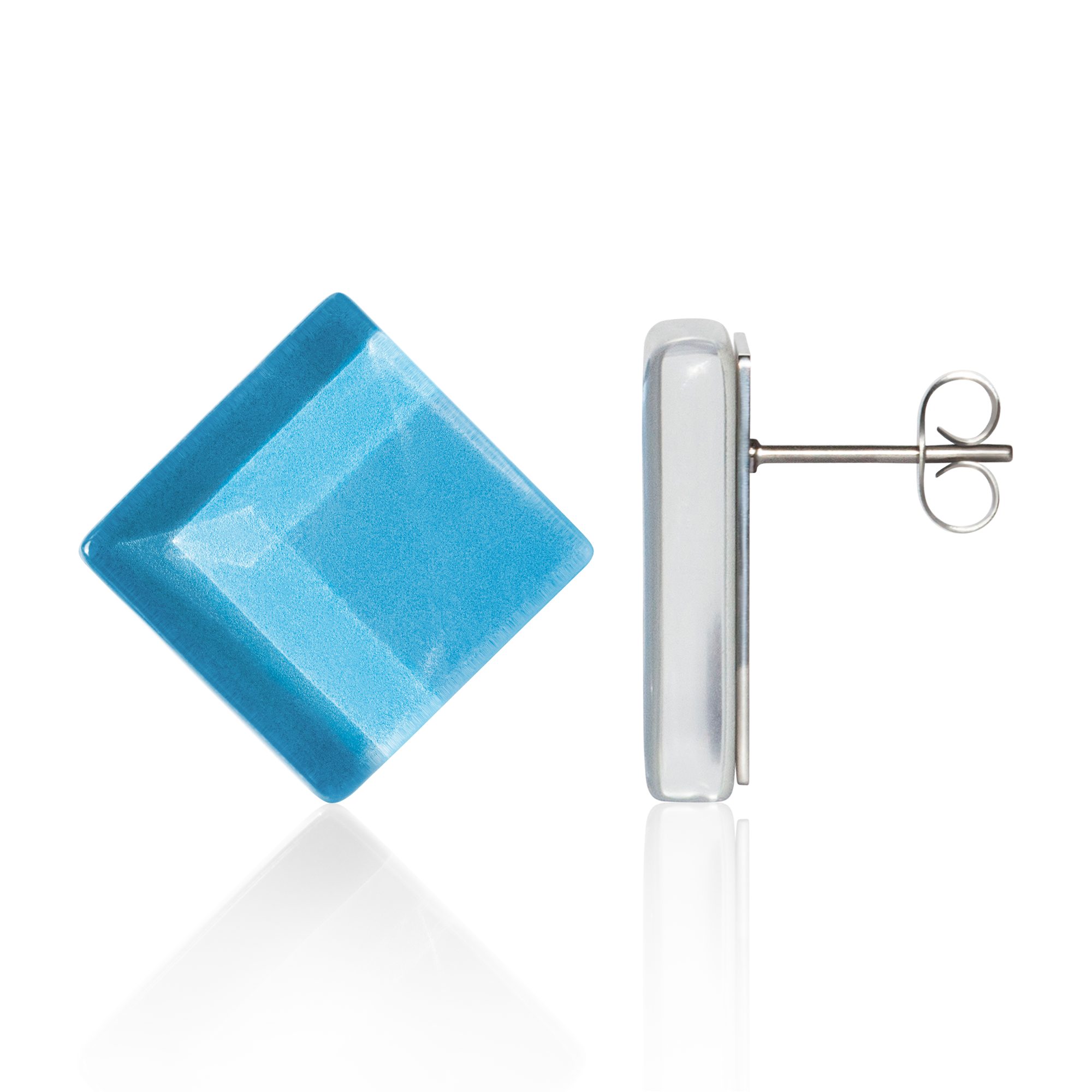 ALEXASCHA Paar Ohrstecker Quadratische Statement Ohrringe aus Glas • handgemacht