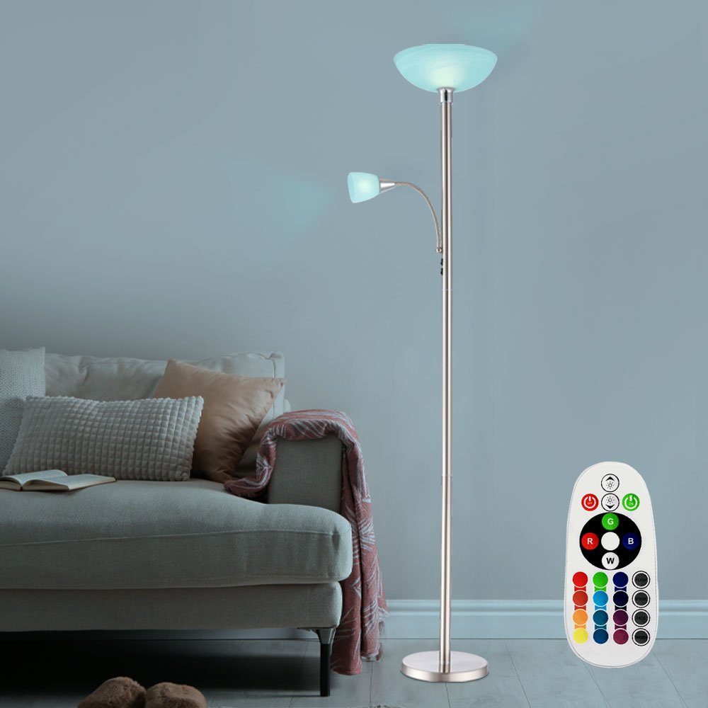 Fluter Stehlampe, inklusive, etc-shop Lese Leuchtmittel Steh LED Stand 10,5 Decken Leuchte Watt LED Lampe Warmweiß, Farbwechsel, RGB