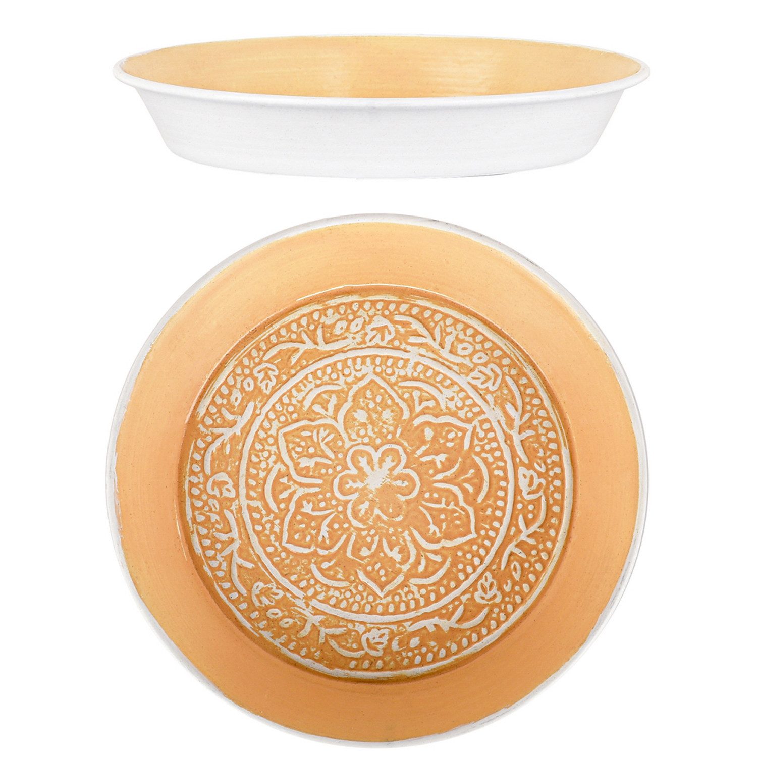 Marrakesch Orient & Mediterran Interior Dekotablett Orientalisches Metalltablett Tantar modern handgemacht, Pfirsich 18 cm (1 St), Handarbeit