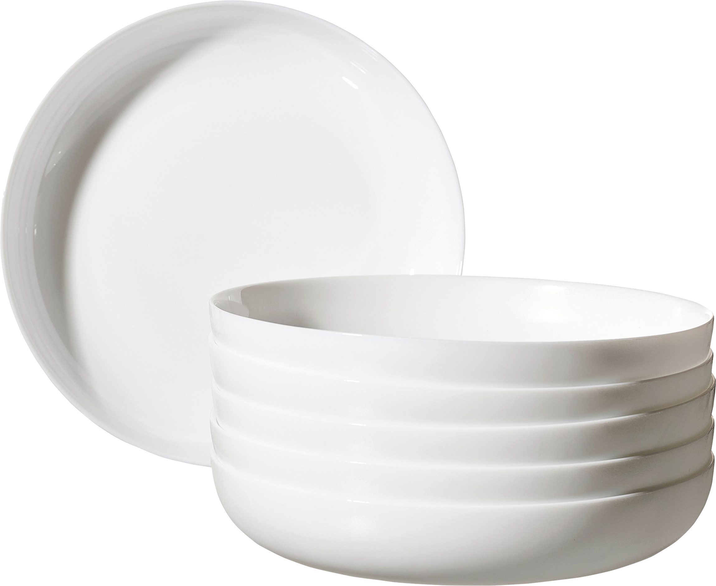 Ritzenhoff & Breker Salatteller Salatteller fresh Ø 21 cm weiß 6er Set Opal Glas, (6 St), Mikrowellen geeignet, Spülmaschinenfest