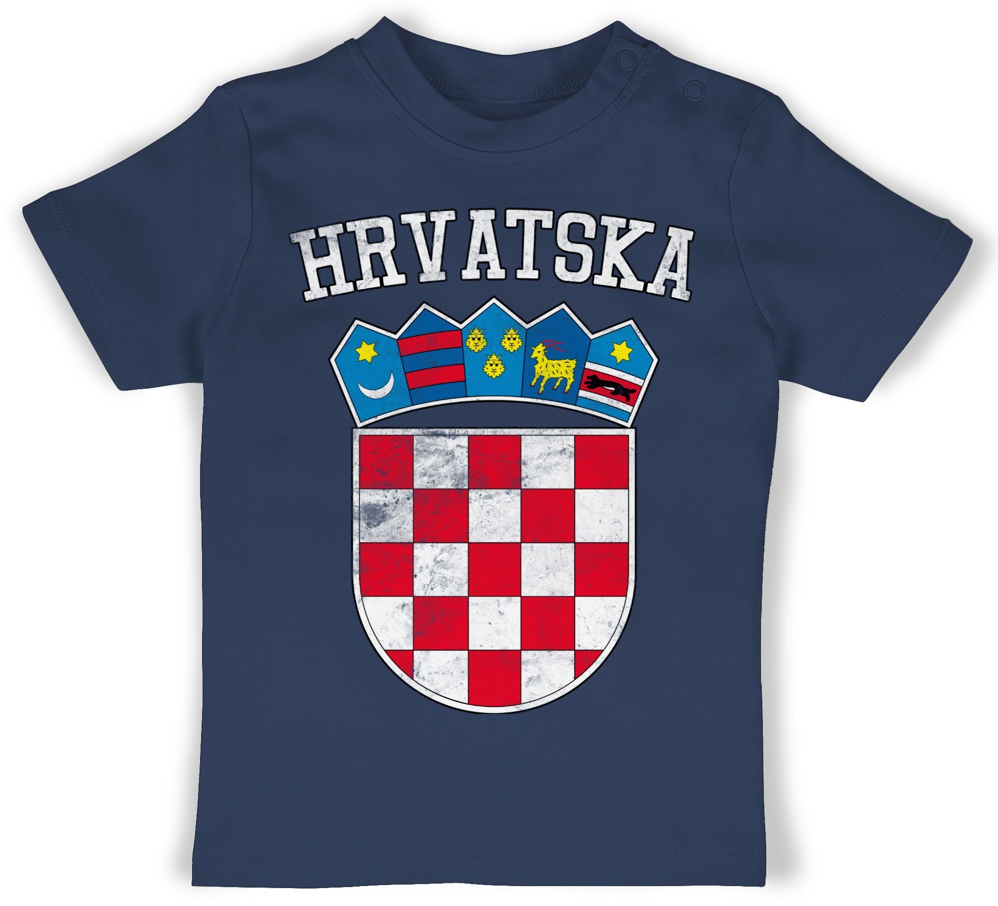 Shirtracer T-Shirt Kroatien Wappen WM Fussball EM 2024 Baby 2 Navy Blau