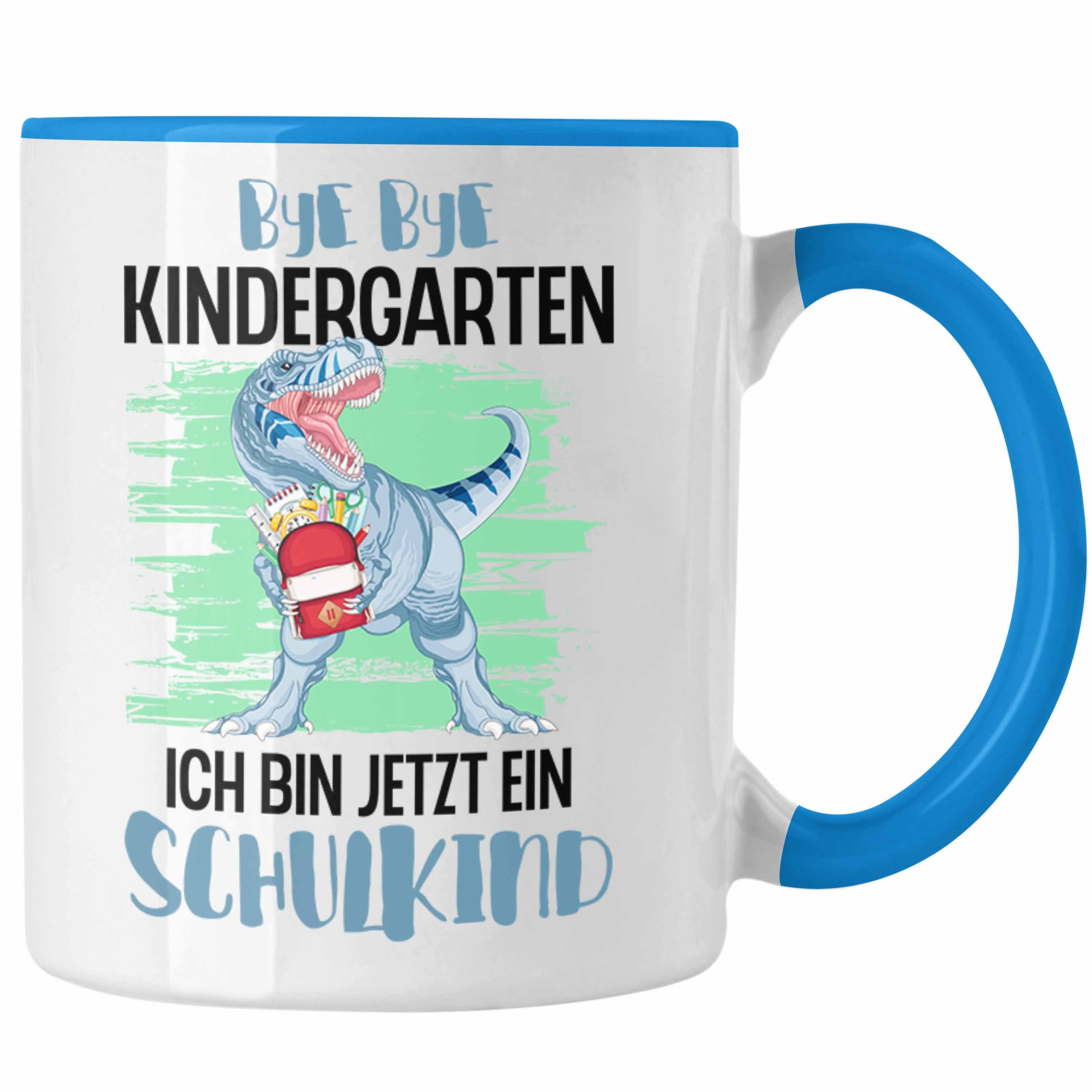 Trendation Tasse Trendation Geschenk Füllung Blau Schultag Tasse Schulstart Schultüte 1. Einschulung Schulkind Schulanfang für 2022 - Junge Dino Geschenkidee Schuleinführung