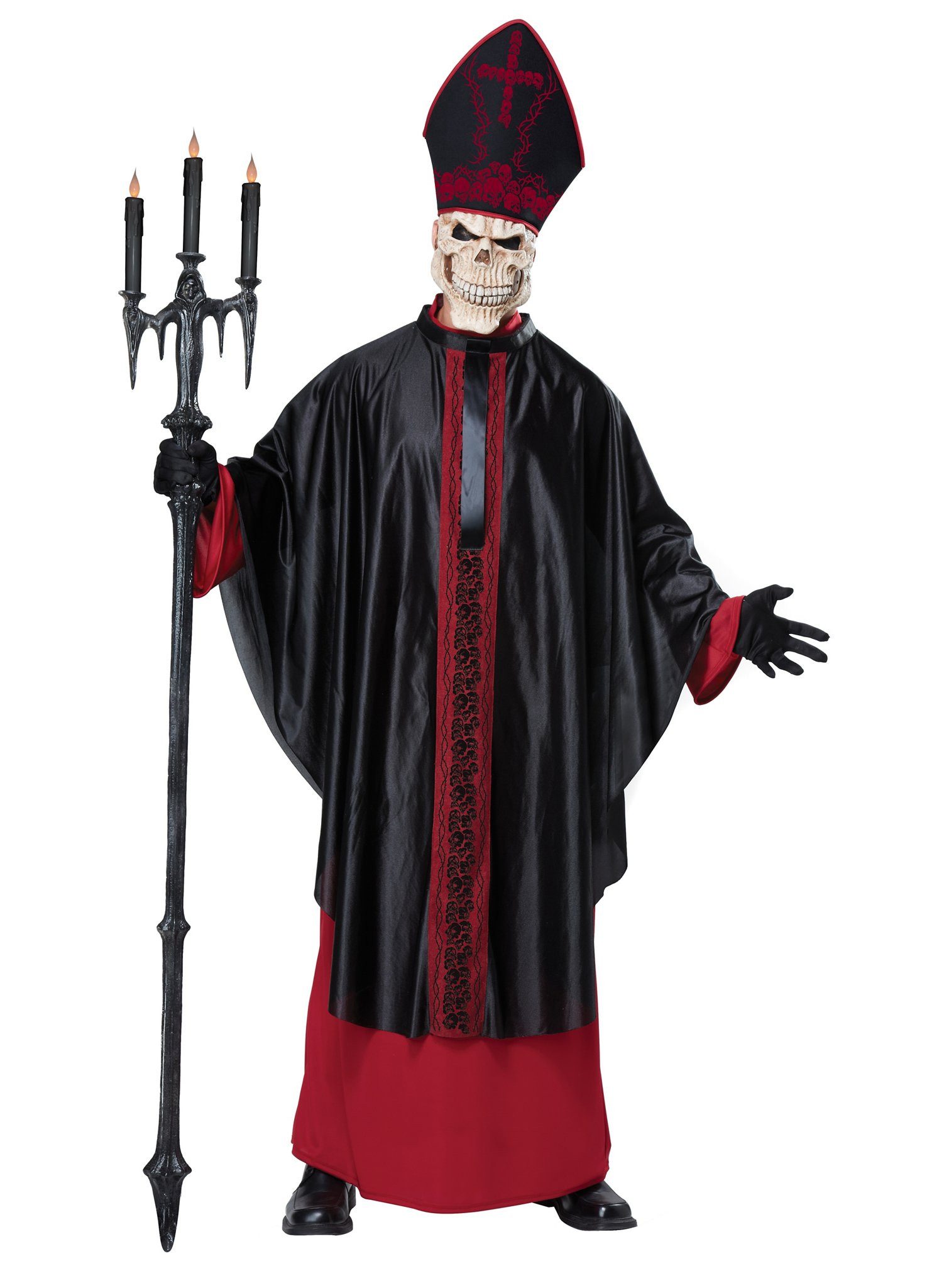 Metamorph Kostüm Skelett Priester - Horror Halloween Kostüm Herren, Priesterkostüm für satanistische Messen