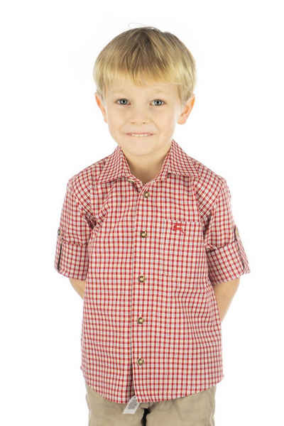 OS-Trachten Trachtenhemd Slamo Jungen Langarmhemd mit aufgesetzter Brusttasche mit Hirsch-Stickerei