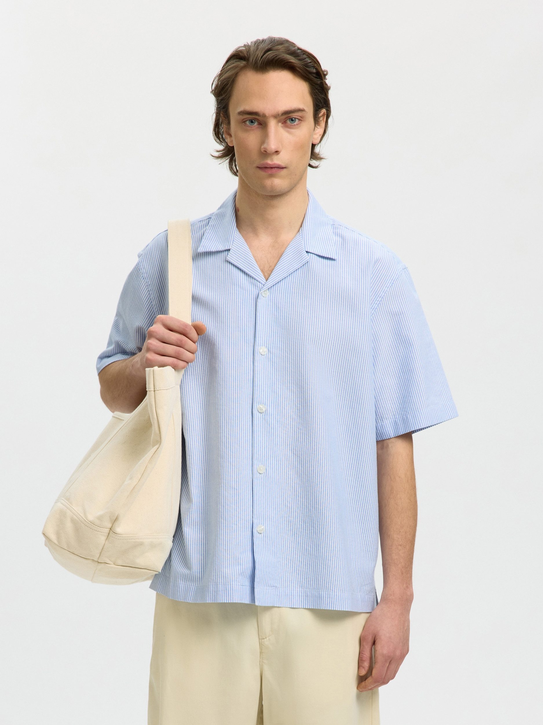 SELECTED HOMME T-Shirt SLHRLXOXFORD SS SHIRT RESORT