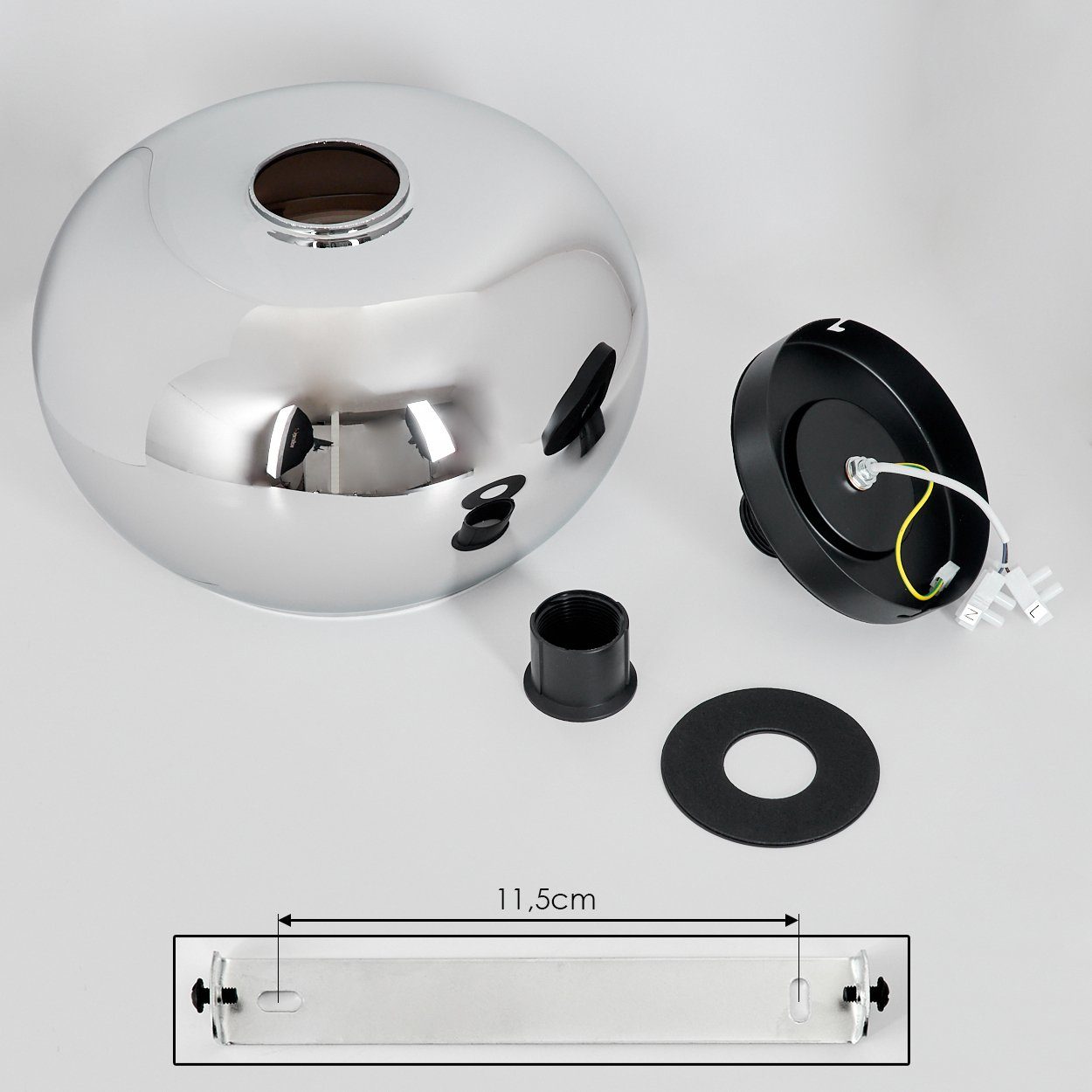 hofstein Deckenleuchte »Cardeto« moderne Deckenlampe aus Metall/Glas in Schwarz/Chromfarben, ohne Leuchtmittel, Leuchte im Retro/Vintage-Design mit Schirm aus G – Bild 5 von 5