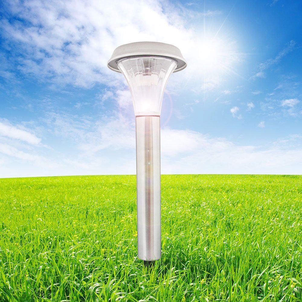 Solarlampen für Solar Erdspieß fest LED-Leuchtmittel Globo Außen Gartenleuchte, Edelstahl Garten verbaut, Solarleuchte