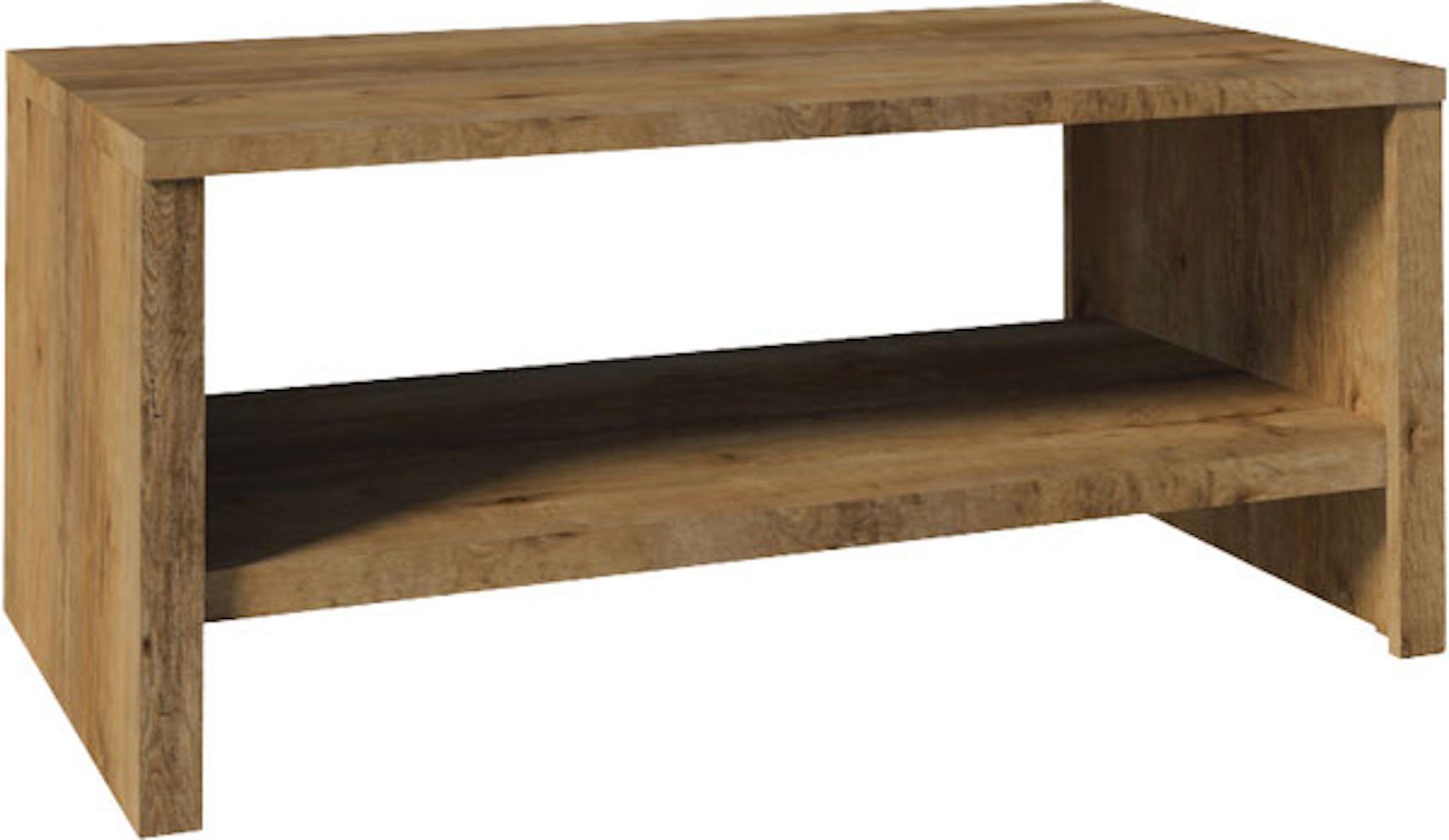 Feldmann-Wohnen Couchtisch Montana (mit 1 Tischplatte, mit 1 Ablagafläche, 1-St., moderne Optik, mit 1 Tischplatte, mit 1 Ablagafläche), 120x60cm Eiche Lefkas mit Ablage