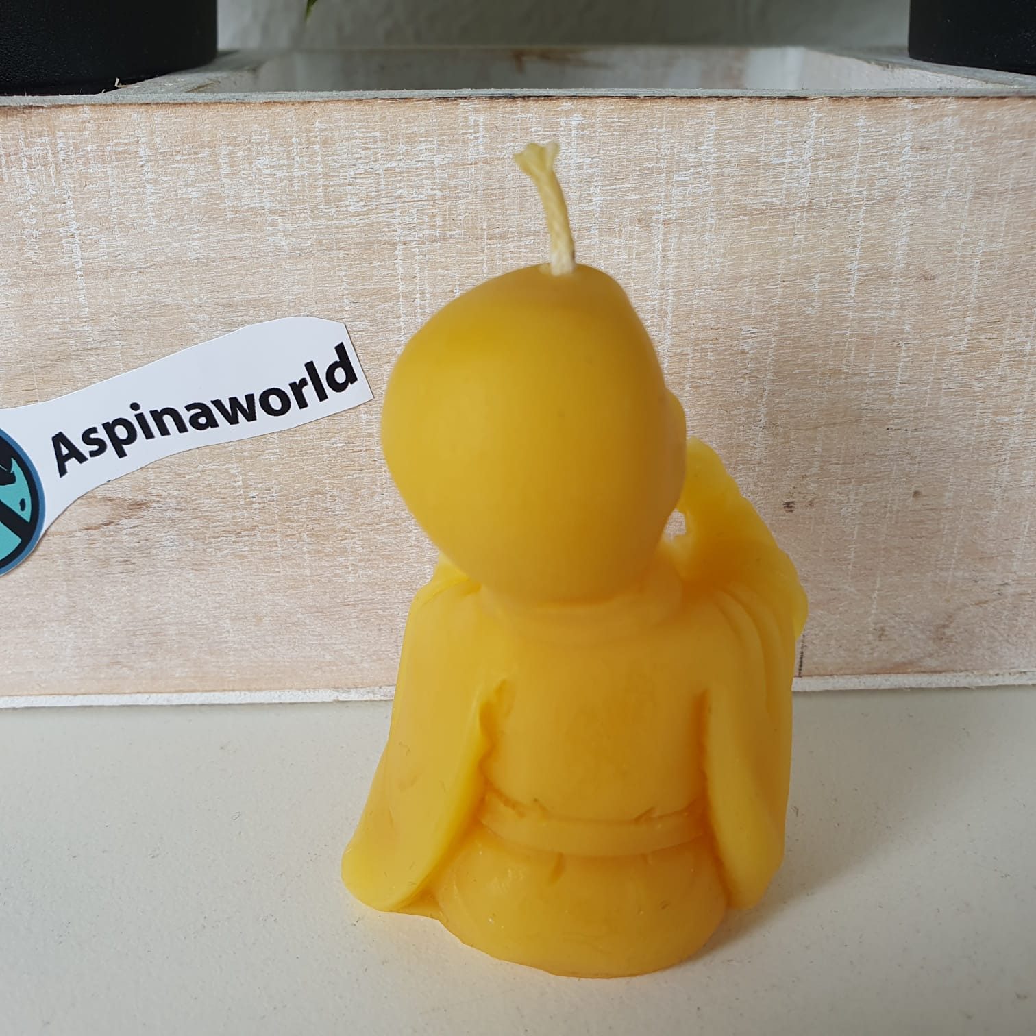 Aspinaworld Formkerze Buddha Kerze 6 cm – Kerze aus Bienenwachs