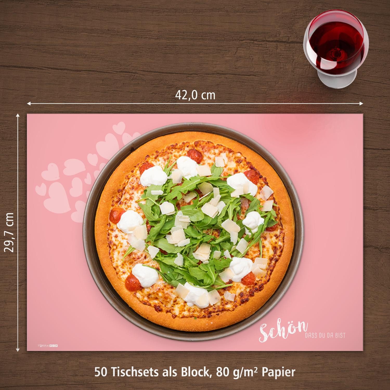 itenga Platzset itenga Platzset Tischset "Schön dass du da bist" ROSA DIN A3 50 Blatt