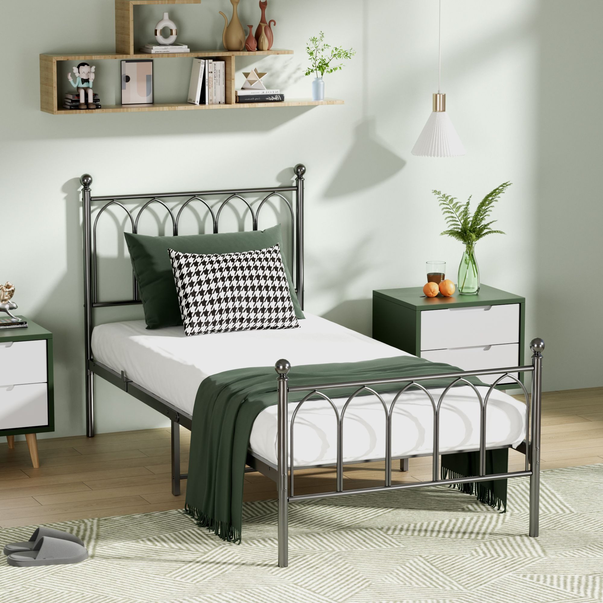 STILVORA Metallbett Metallbett 90x200 Bettgestell mit Lattenrost,Stauraum u günstig online kaufen