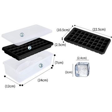 GelldG Eiswürfelform Eiswürfelbehälter mit Deckel, Silikon Eiswürfelform