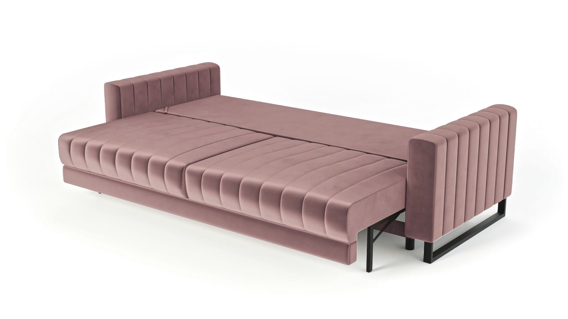 3-Sitzer 3-Sitzer mit modernes Siblo Bettzeugbehälter Sofa Dreisitzer Sofa - Mono 3 - Sofa Schlaffunktion Elegantes Rosa -