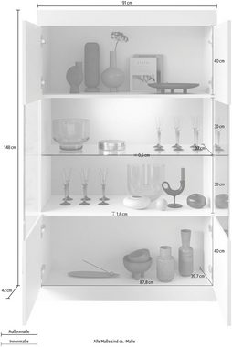 INOSIGN Vitrine Slim Breite 91 cm, weiß Hochglanz Lack