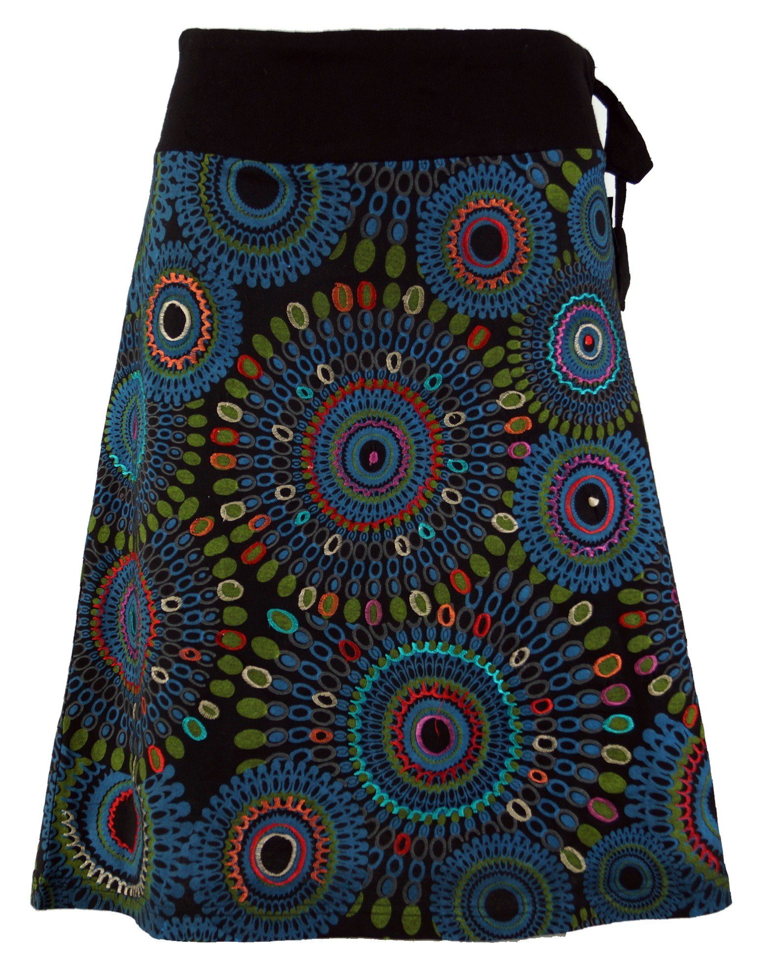 Guru-Shop Minirock Bestickter knielanger Rock, Boho chic, Retro.. alternative Bekleidung