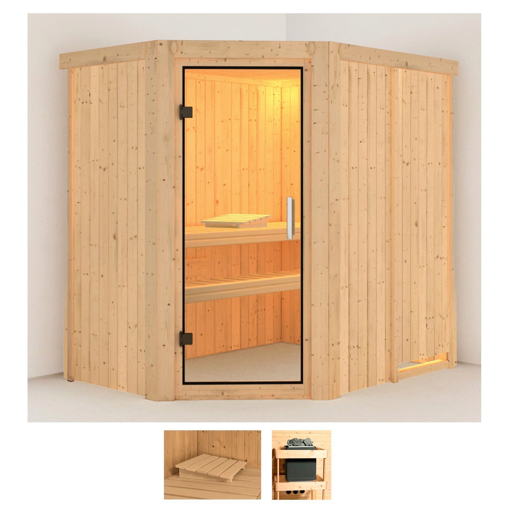 Karibu Sauna Clara, BxTxH: 151 x 196 x 198 cm, 68 mm, (Set) ohne Ofen
