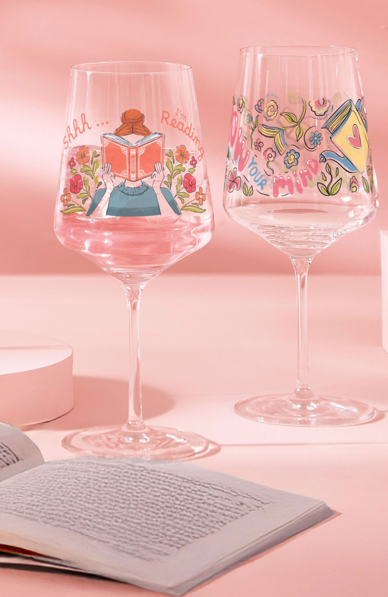 Dekomiro Weinglas RITZENHOFF 2er Set COCKTAILGLAS BÜCHER mit Glastuch, 2-tlg., Glas, 2-teilig