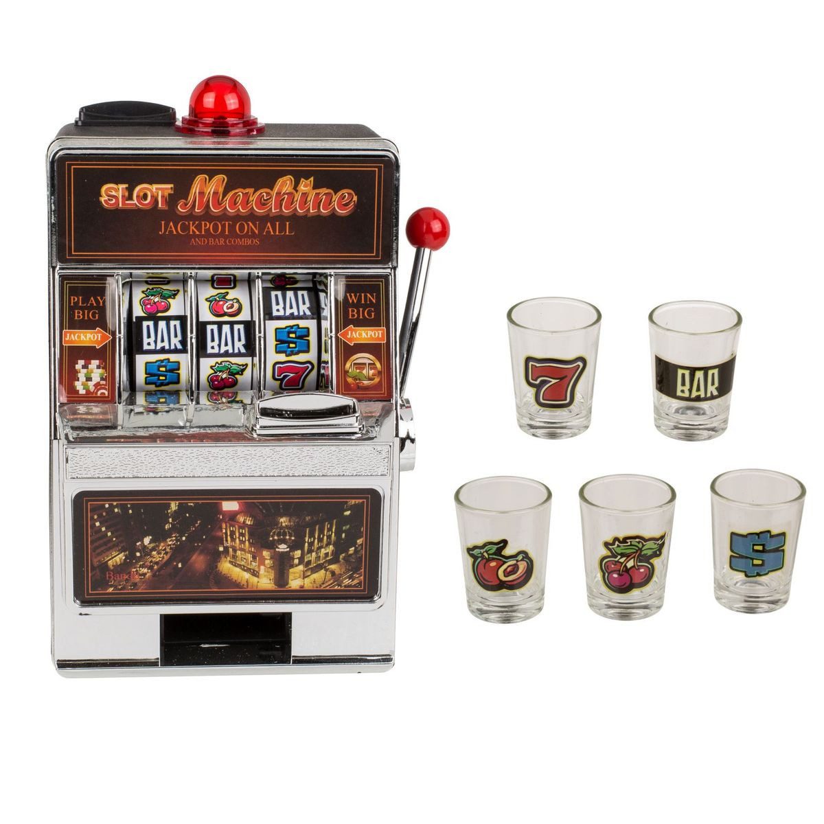Out of the Blue Spiel Spiel Spielautomat mit 5 Shotgläsern Casino Slot Trinkspiel