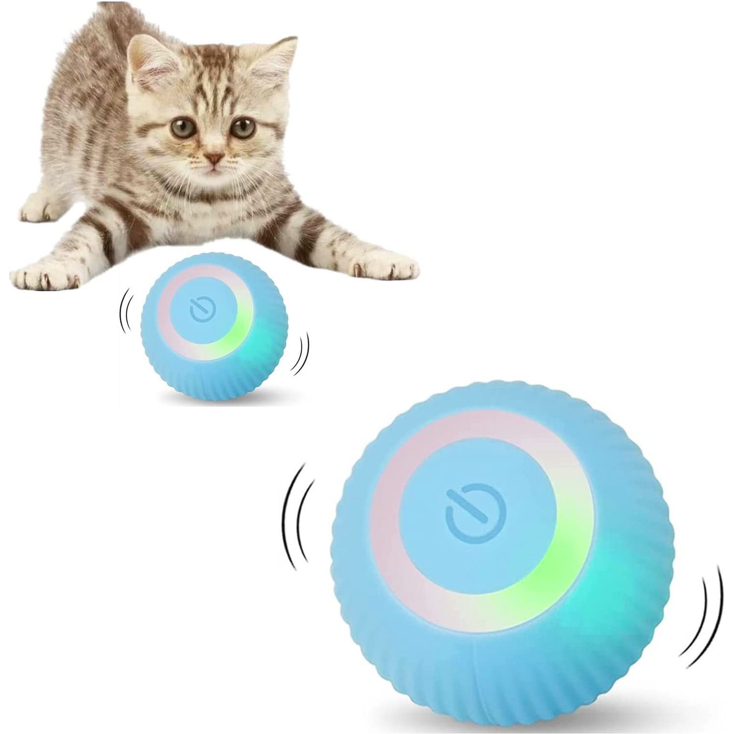 Tier-Beschäftigungsspielzeug Katzenspielzeug, mit LED-Licht,360° Selbstdrehender Ball