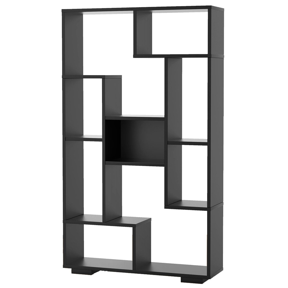 COSTWAY Bücherregal, Holz mit 9 Fächern, Raumteiler geometrisch, 70x20x120cm