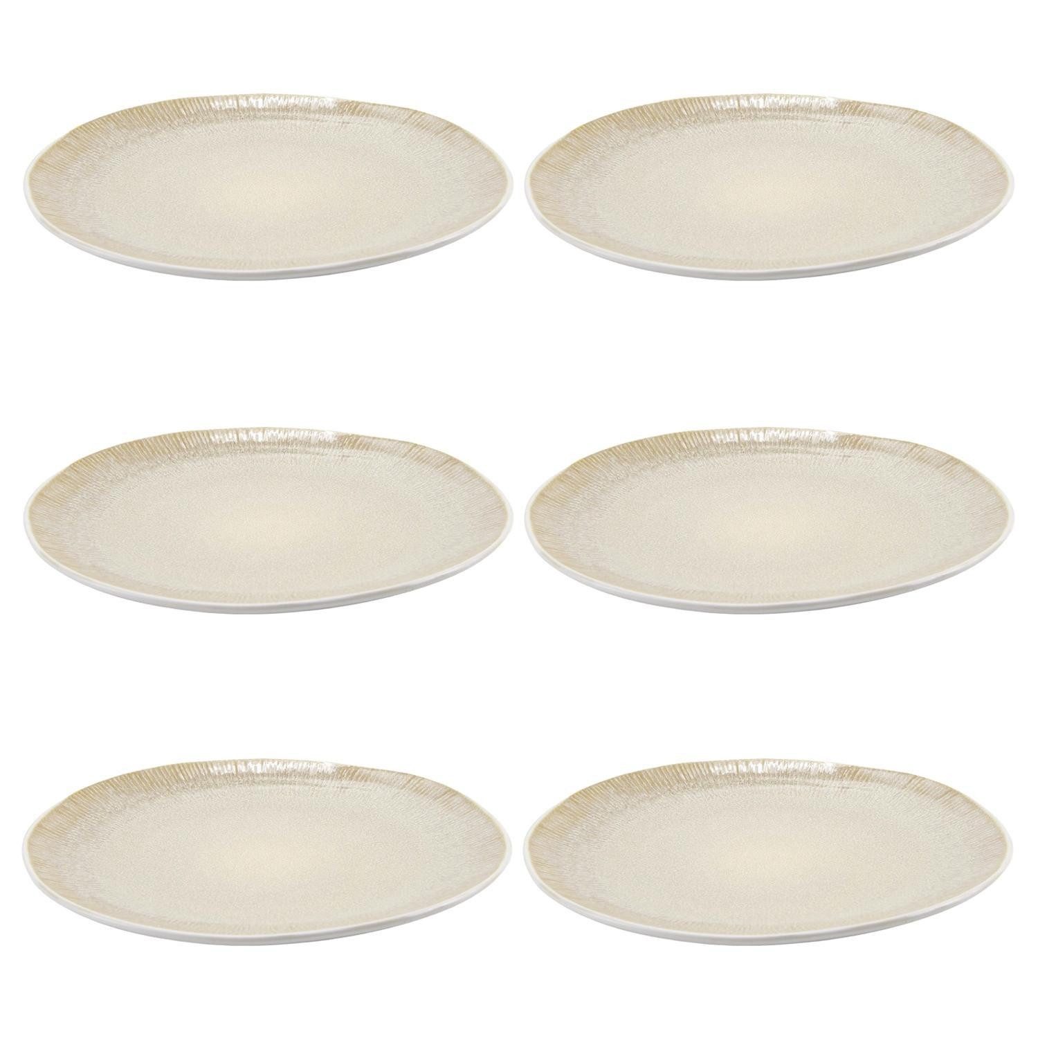 HIT Trading Speiseteller TIZIANA, Speiseteller, Beige, Weiß, Ø 27 cm, (6 St), Steingut