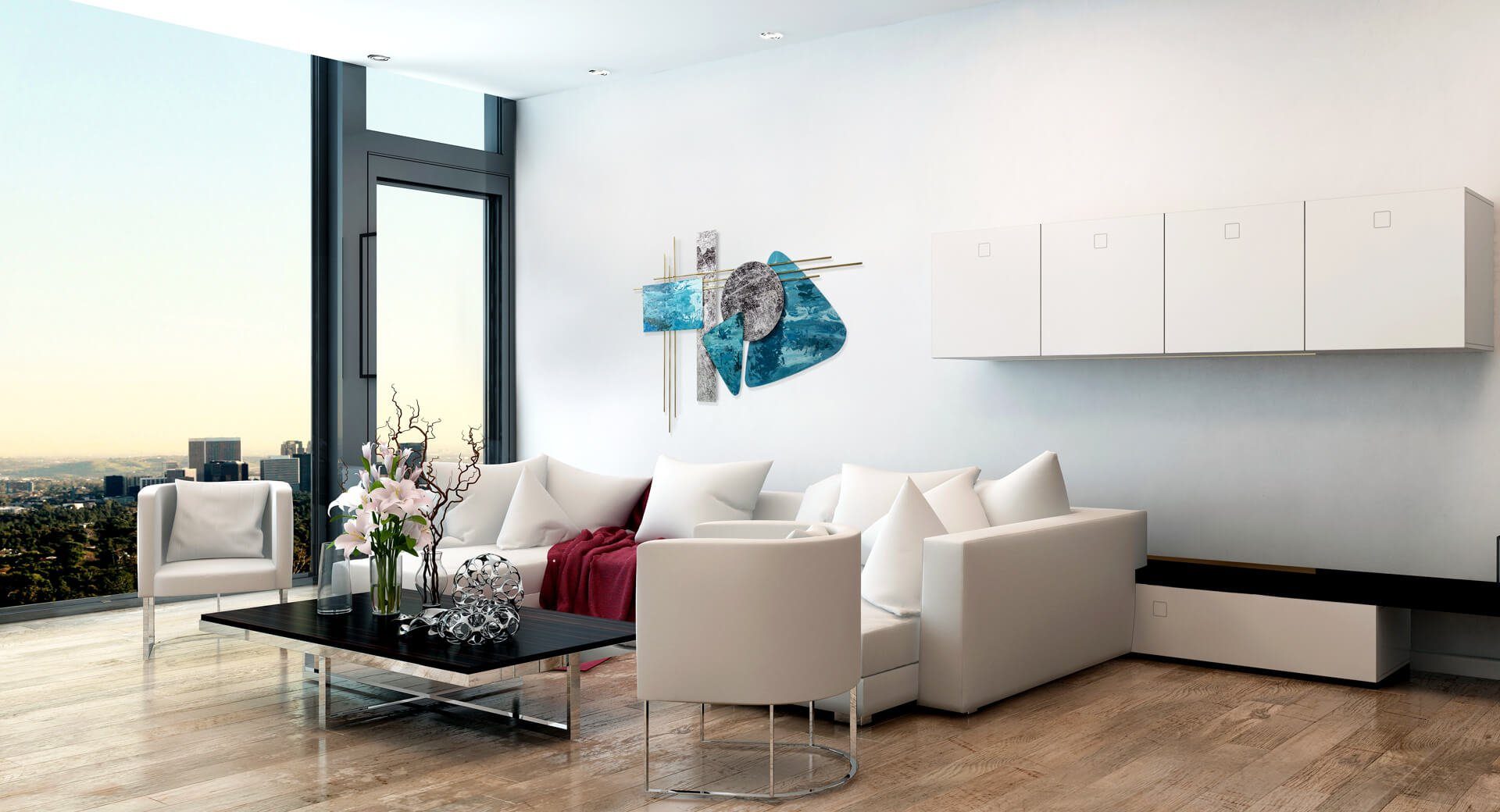 KUNSTLOFT Wanddekoobjekt Land und Meer 80x60x2.5 cm, handgefertigte Wanddeko Metall