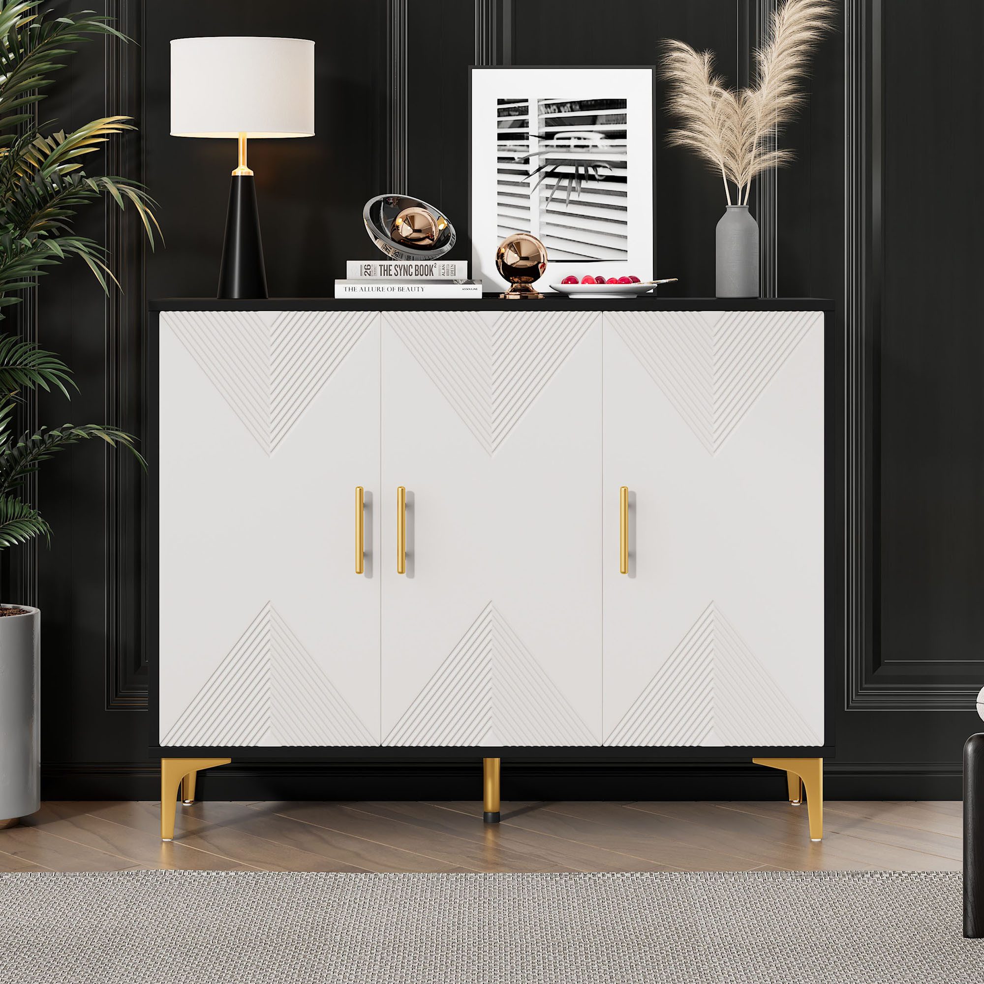 STILVORA Sideboard mit goldenen Griffe&Beinen,Flurschrank mit günstig online kaufen