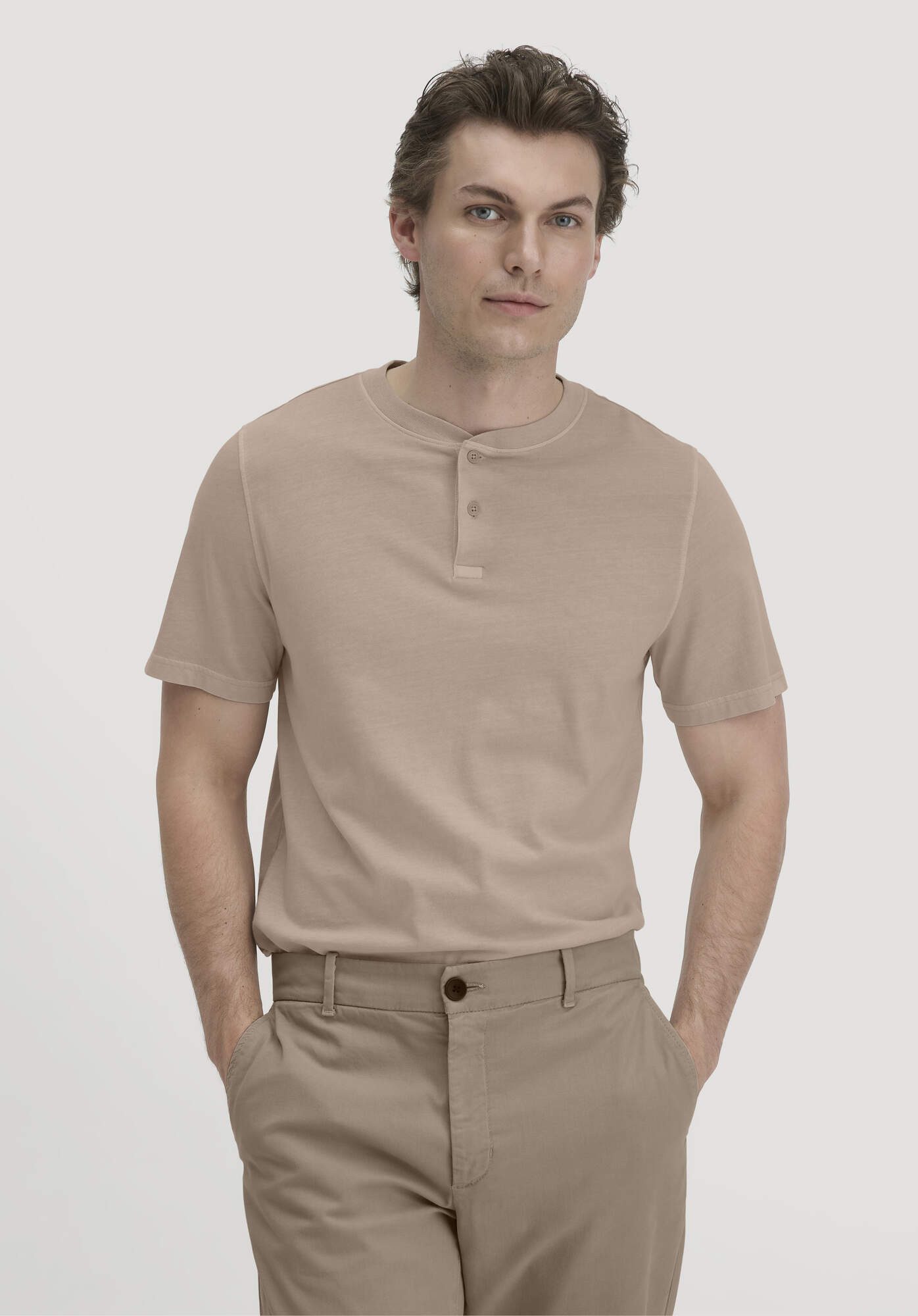 Hessnatur T-Shirt Heavy Jersey Henley Relaxed aus reiner (1-tlg)