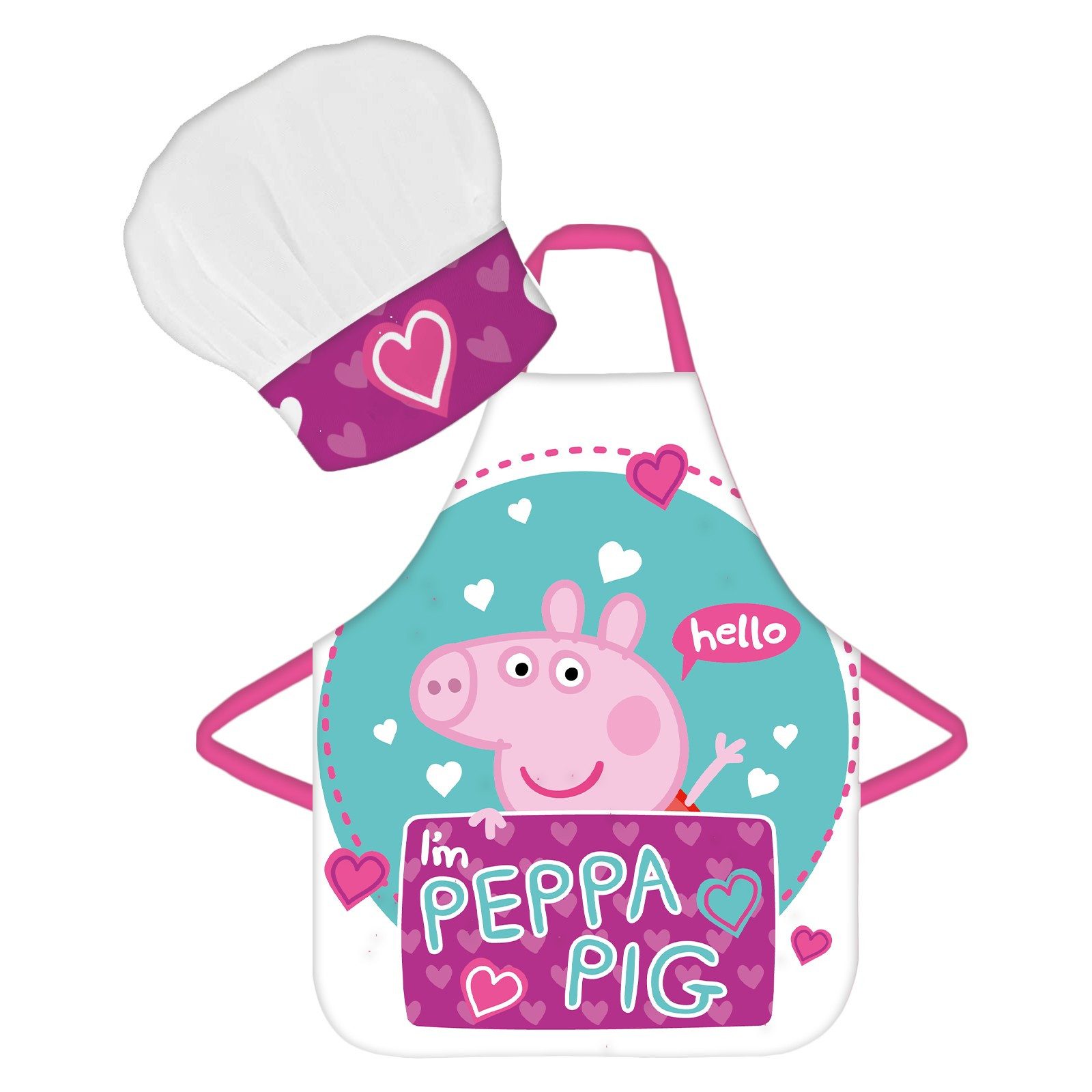 Peppa Pig Kochschürze Peppa Pig Kinder Kochschürzen-Set „I’m Peppa Pig“, Schürze + Kochmütz