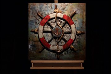 KUNSTLOFT Metallbild Story of the Sailor 60x60 cm, handgefertiges Wandrelief 3D